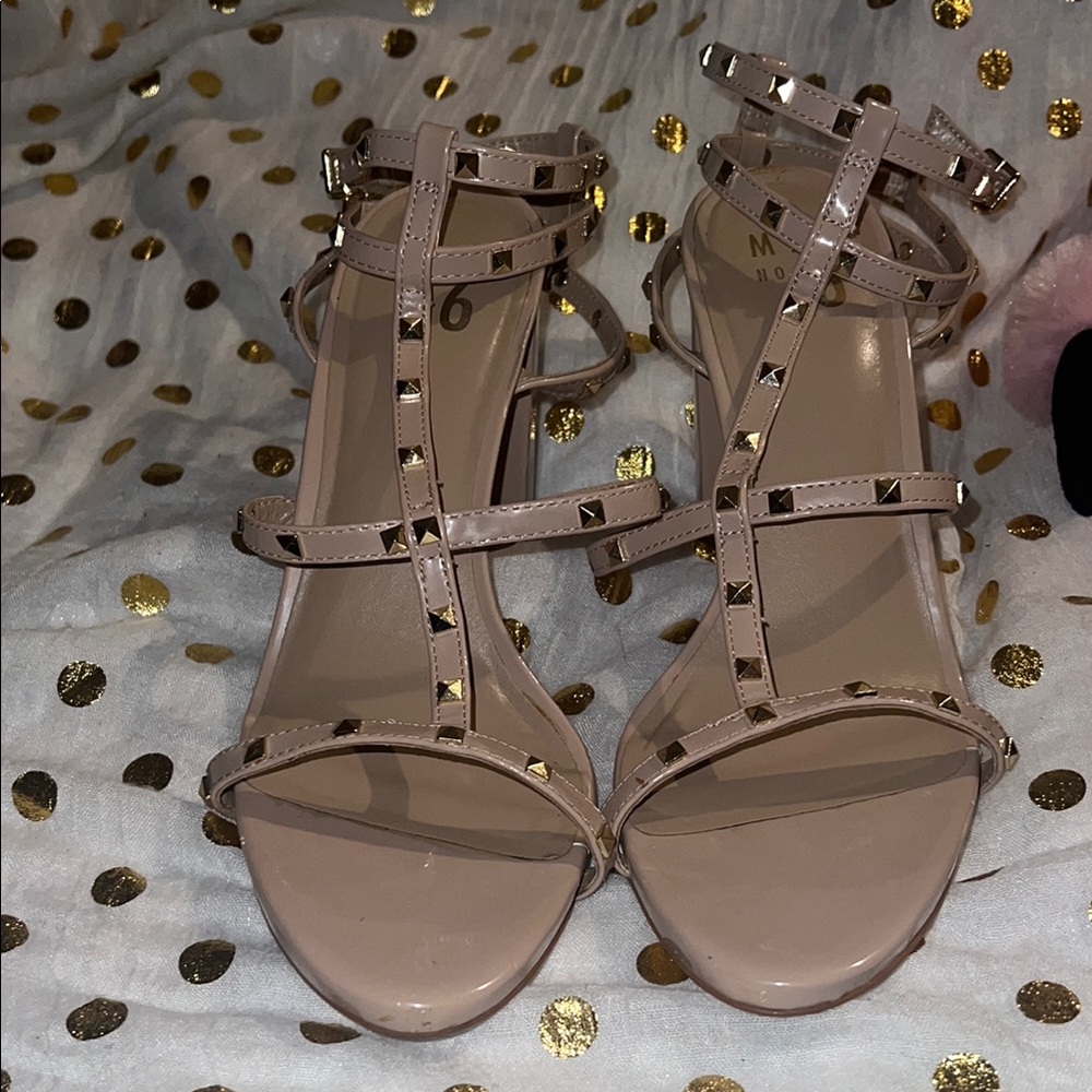 Studded T-Strap Nude Women’s Sandals